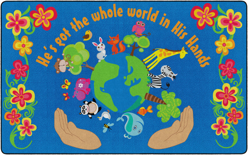 HE'S GOT THE WHOLE WORLD IN HIS HANDS RECTANGLE CARPETS 7'6 x 12'