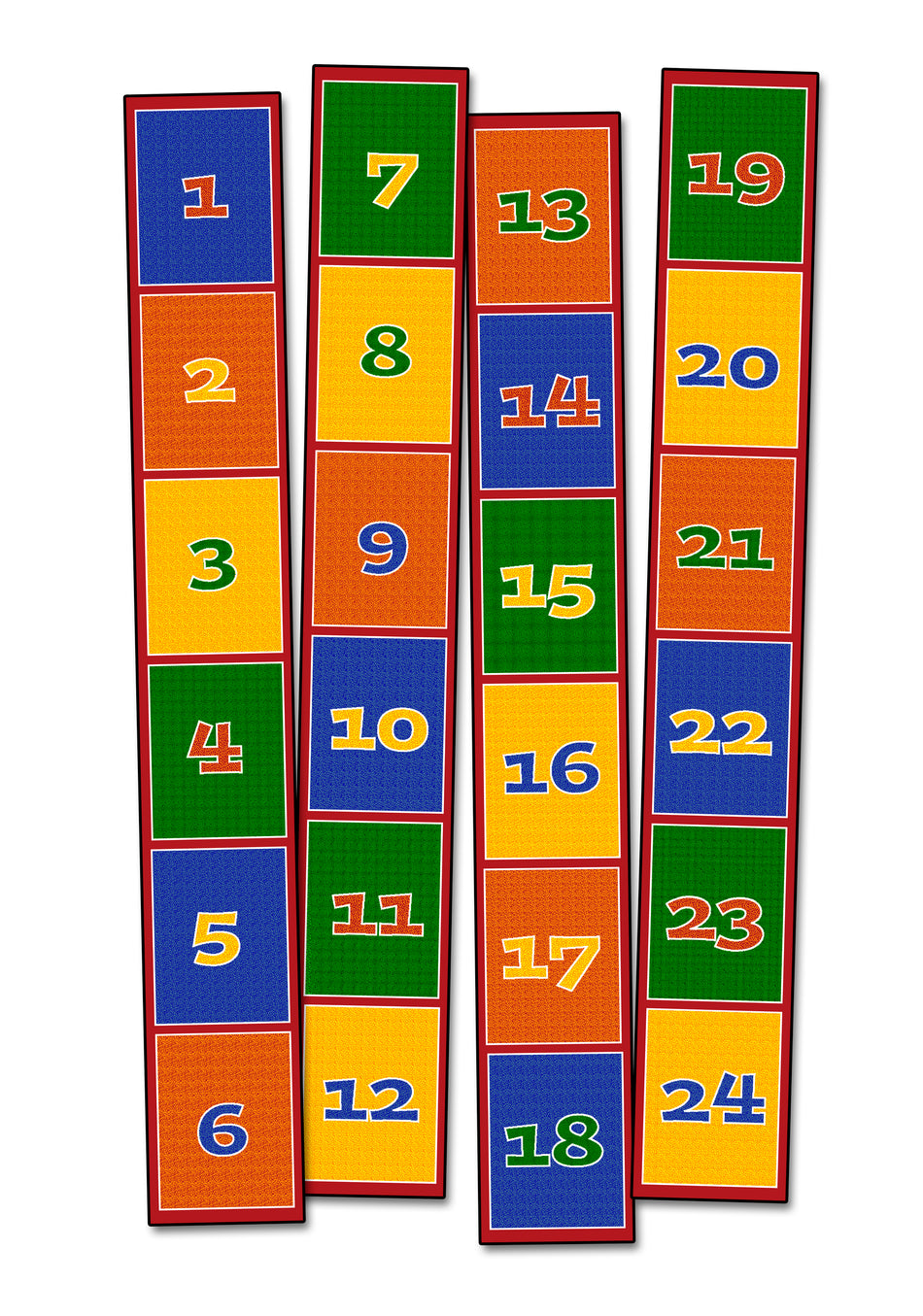 SITTING GRID PRIMARY RUNNER - SEATS 24 - SET OF 4 STRIPS RECTANGLE CARPETS 13"x8'