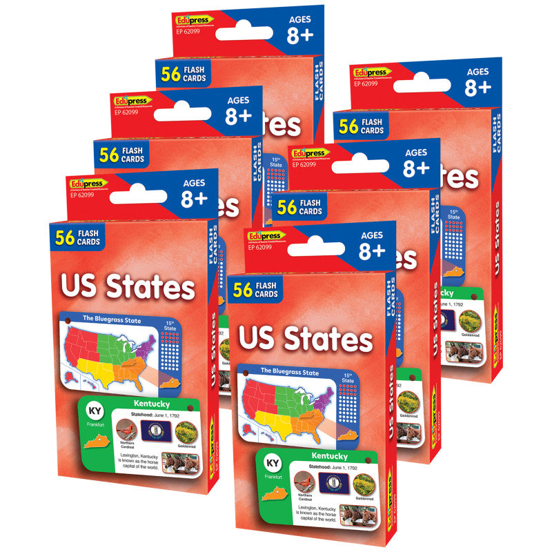 US States Flash Cards, 6 Packs