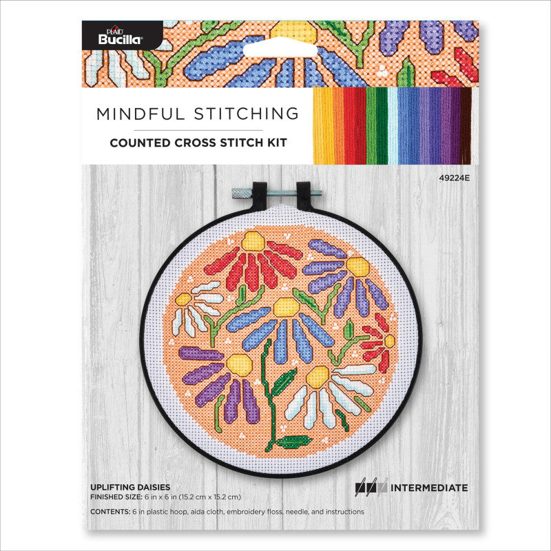 Uplifting Daisies Counted Cross Stitch Kit, 6 Inch