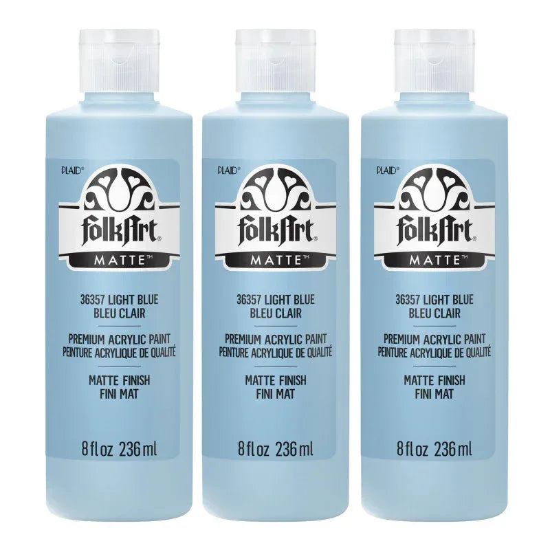 Acrylic Paint Matte, 8oz., Light Blue, Pack of 3