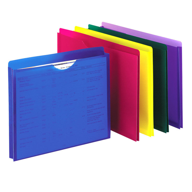 Poly File Jackets, Letter Size, Assorted Colors, Pack of 10