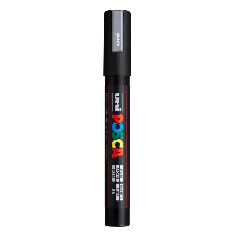 uni® POSCA PC-5M Water-Based Paint Markers, Reversible Medium Tip (1.8-2.5mm), Silver