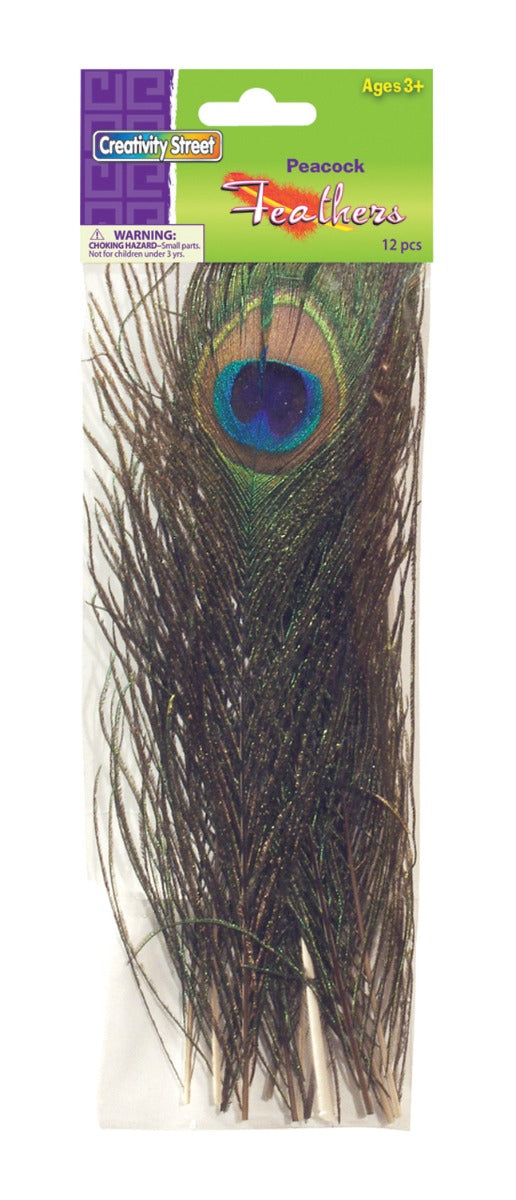 Creativity Street Peacock Feathers, Standard Size, 10" to 11", 12 Pieces