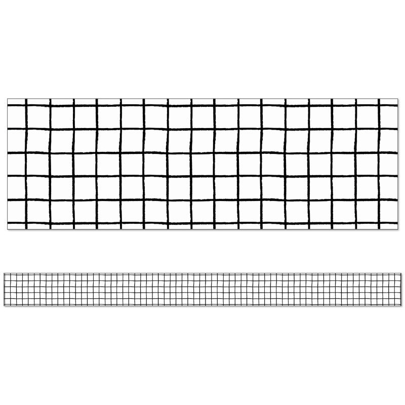 Creatively Inspired Black & White Grid Straight Borders, 36 Feet