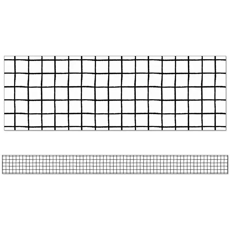 Creatively Inspired Black & White Grid Straight Borders, 36 Feet
