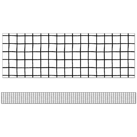 Creatively Inspired Black & White Grid Straight Borders, 36 Feet