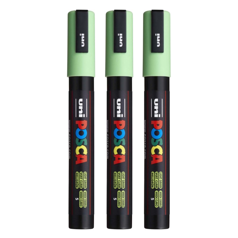 uniÂ® PC-5M Water-Based Paint Markers, Reversible Medium Tip (1.8-2.5mm), Light Green, Set of 3