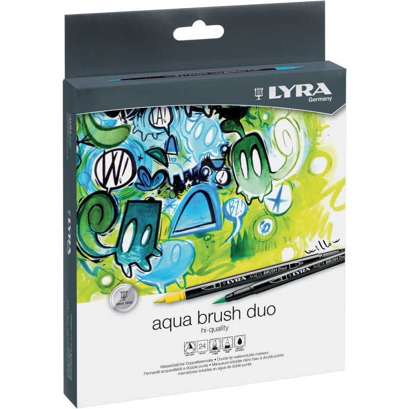 Aqua Brush Duo Dual Tip Marker Set, Assorted Colors, 24 Pieces