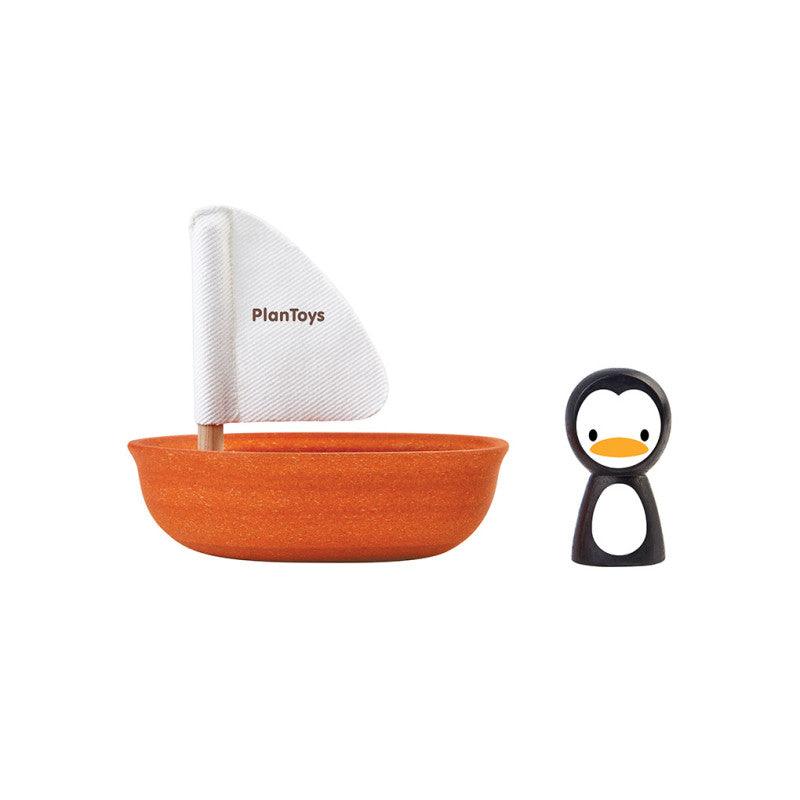 Penguin Sailing Boat Wooden Bath Toy
