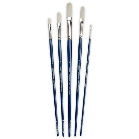 Bristlon Long Filbert Brush Set, 5 Brushes