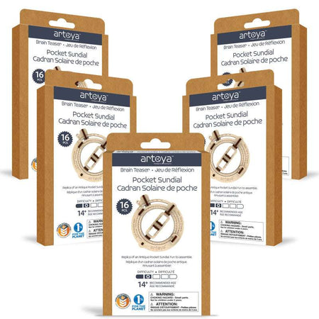 Pocket Sundial 3D Wooden STEM Model 5-Pack