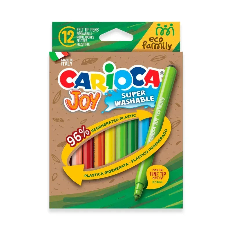 Eco Family Joy Fine Tip Washable Felt Tip Pens - 12 Pieces