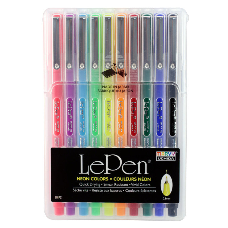 LePen&reg; Micro-Fine Point Pen, Neon, 10 Colors