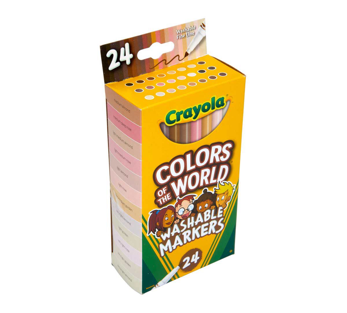 Crayola® Colors of the World Washable Skin Tone Markers, FINELINE 24 Count (BIN587810)