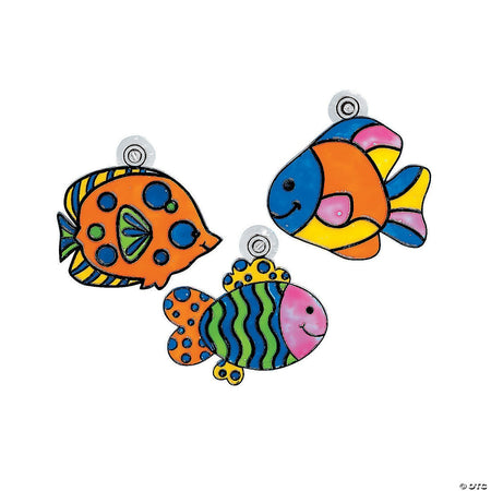 Fish Plastic Suncatchers 4" - Assorted styles - 12/PKG