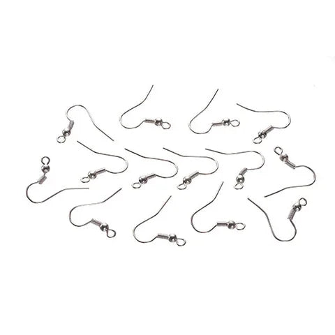 144 Pcs Silver Ball & Coil Earring Hooks/Fish Hooks/Ear Wire for DIY Jewelry Making