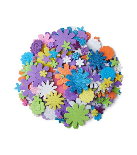 Foam Self-Adhesive Shapes 500/pkg - Glittering Flower Shapes