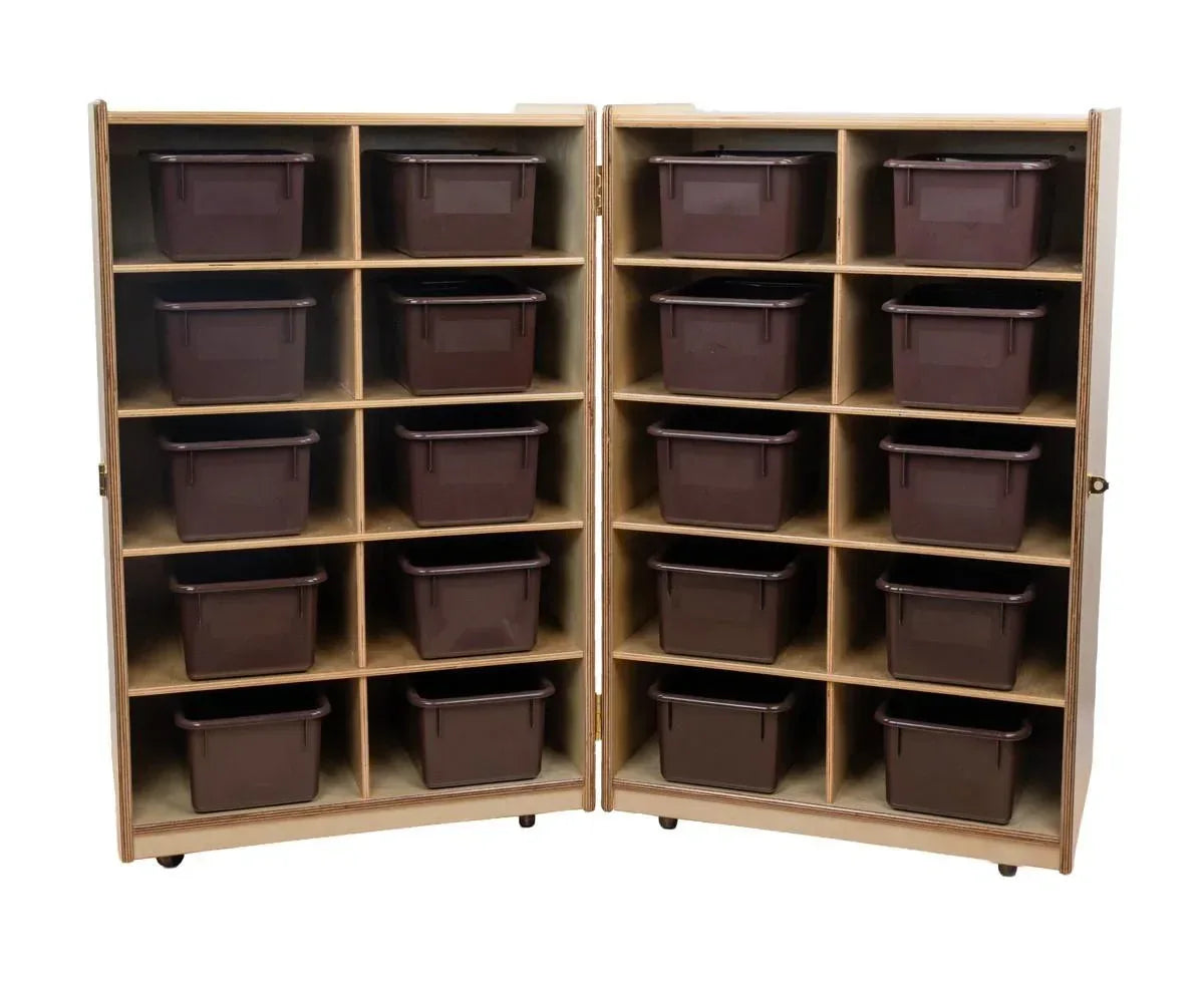 Folding Vertical Storage with (20) Brown Trays