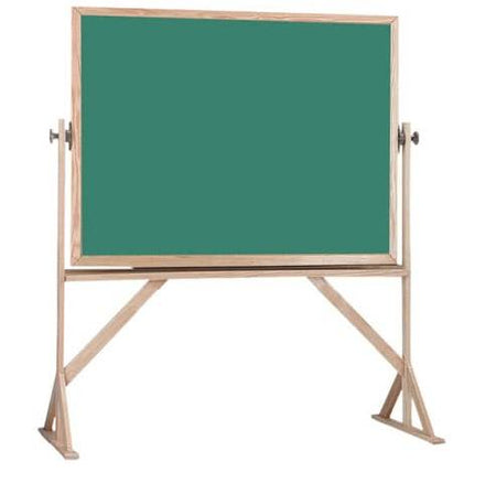 48" x 72" Reversible Free Standing Green Chalkboard with Solid Oak Wood Frame