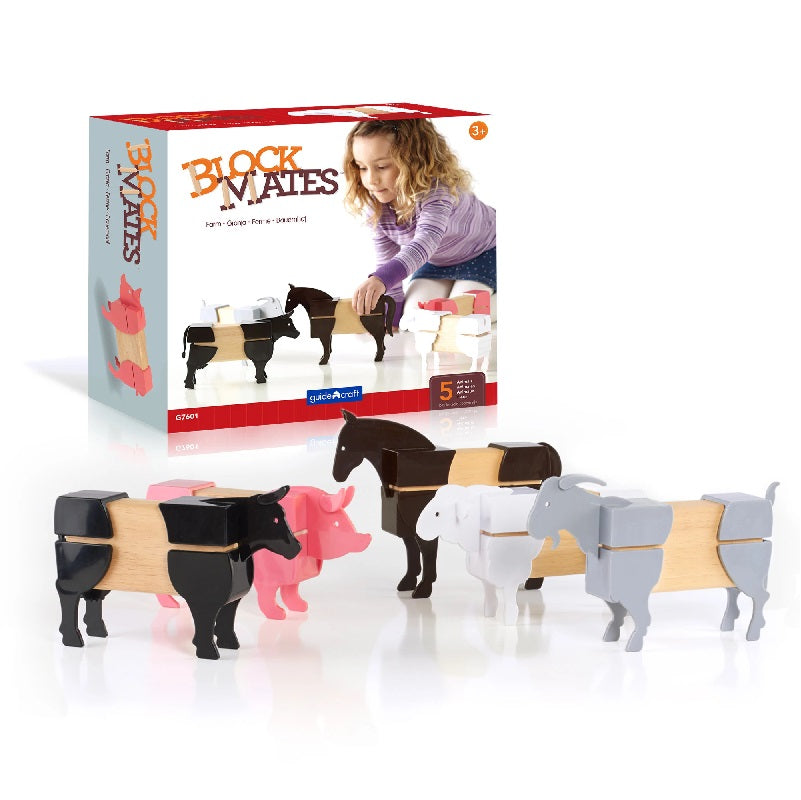 Block Mates Farm Animals 20 Pieces Guidecraft - G7601