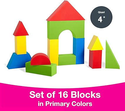 Color Edu-Blocks, GIANT, 4" thick, up to 15" long, Set of 16