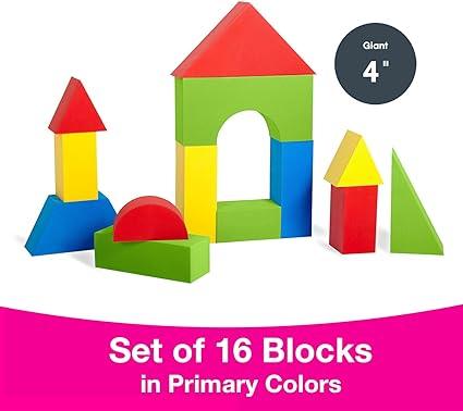 Color Edu-Blocks, GIANT, 4" thick, up to 15" long, Set of 16