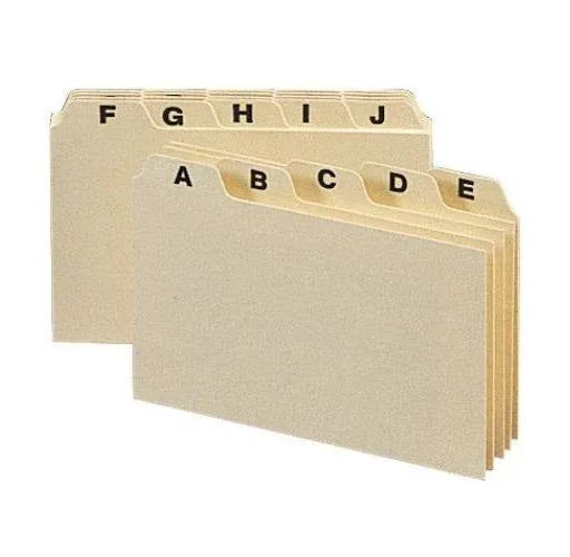 A-Z Index Card Guide Set, 5 x 8 Inches, Manila, 25 per Set