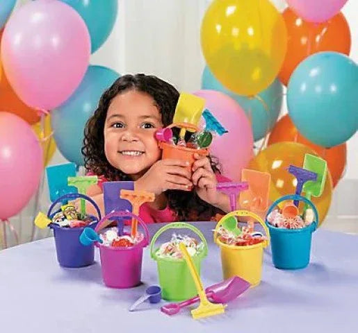 Colorful Mini Sand Playsets - 12 Each: bucket, shovel, rake and scoop