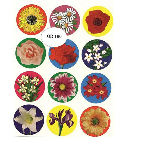 Flowers Stickers 1.5", 300 Per Pack