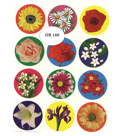 Flowers Stickers 1.5", 300 Per Pack