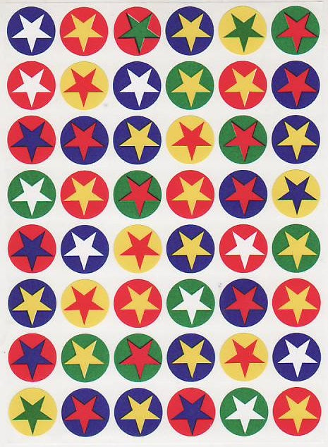 Colored Stars in Circle Stickers 3/4" , 1200 Per Pack
