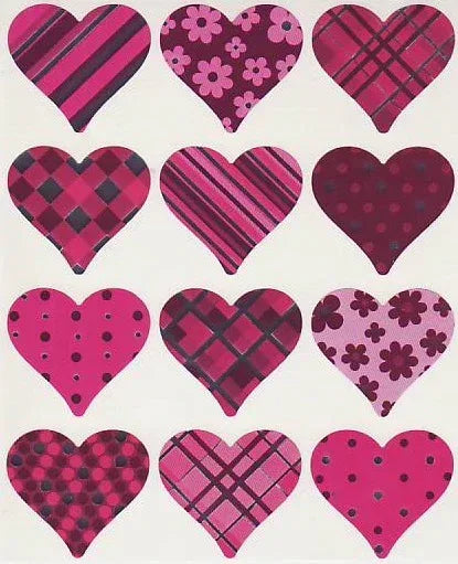 Foil Pink Hearts Sticker 1.25" , 300 Per Pack