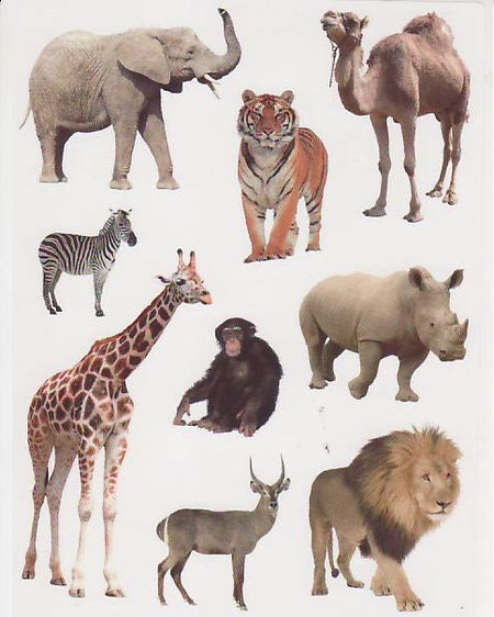 Large Wild Animals Stickers 3.5", 225 Per Pack