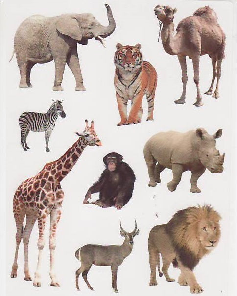 Large Wild Animals Stickers 3.5", 225 Per Pack