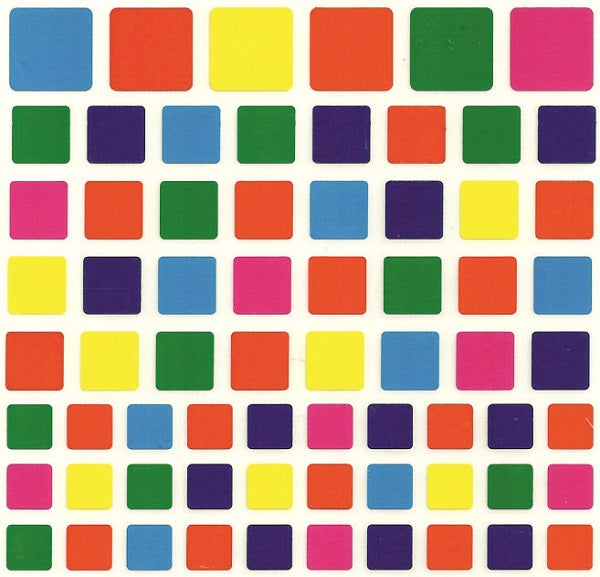Colored Squares Stickers Assorted Sizes & Colors - Small - 25 sheets