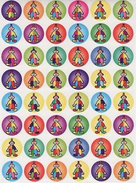 Small Purim Clown Stickers 1200 per pack