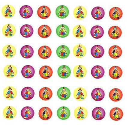 Clowns Stickers 3/4", 1200 Per Pack