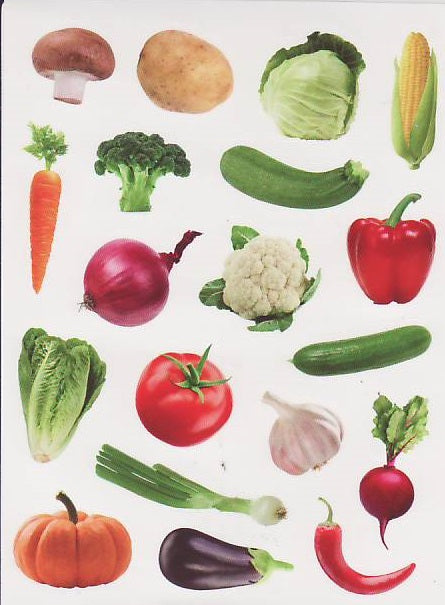Large Vegetables Stickers 2", 475 Per Pack