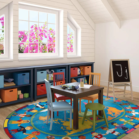 Hands Around the World 5'4" x 7'8" Oval area rug in color Multi