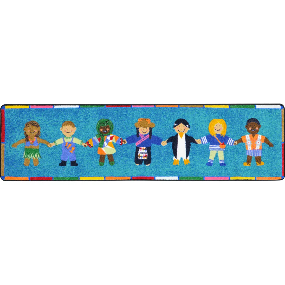 Hands Around the World 2'1" x 7'8" Runner area rug in color Multi