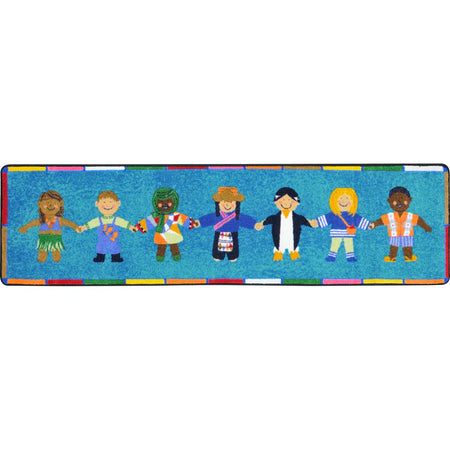 Hands Around the World 2'1" x 7'8" Runner area rug in color Multi
