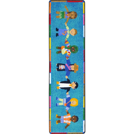 Hands Around the World 2'1" x 7'8" Runner area rug in color Multi