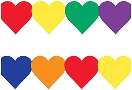 Hygloss Classroom, Colored Hearts Die Cut Border, 3 x 36-Inch, 12-Pack, 33626
