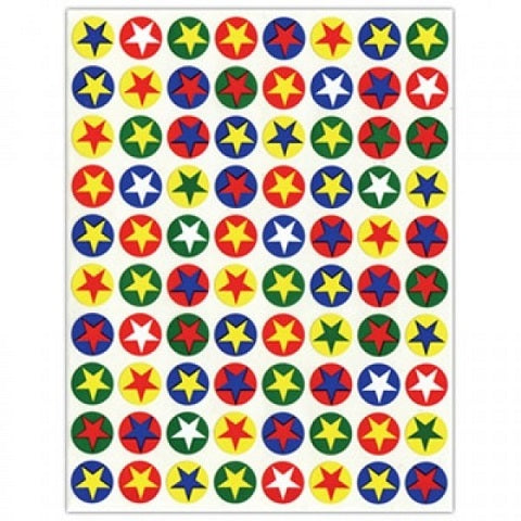 Hygloss Colored Stars in ½" Circle Stickers 25 sheets