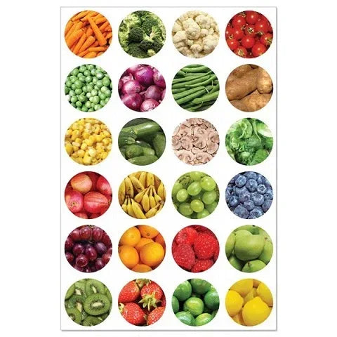 Hygloss Fruits & Veggies - 3 Sheets Stickers (1871)