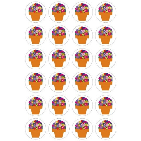 Hygloss Flower Pots Stickers - 3 Sheets Stickers (1885)