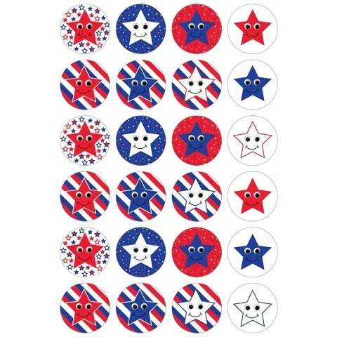 Hygloss Stars & Stripes - 3 Sheets Stickers (1886)