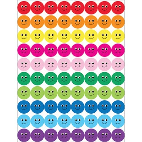 Hygloss Smiley Faces Stickers, 1/2" Multicolor - 25 Sheets Stickers (18941)