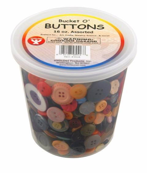 Hygloss 5516 Bucket O' Buttons, 16-Ounce